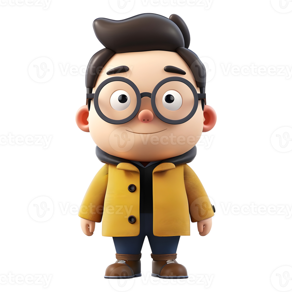 AI generated 3D Rendering of a Cartoon of Cute Young Boy Standing on Transparent Background - Ai Generated png