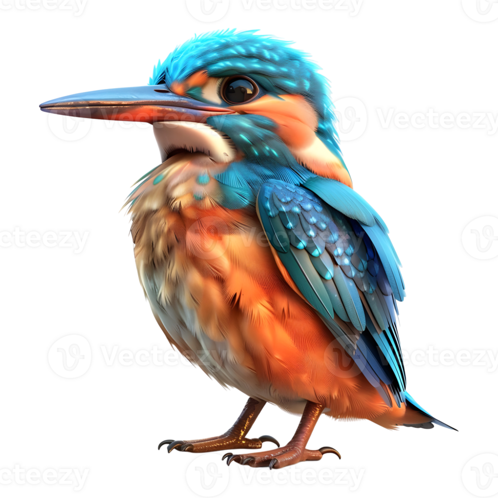 AI generated 3D Rendering of a Cartoon of River kingfishers on Transparent Background - Ai Generated png