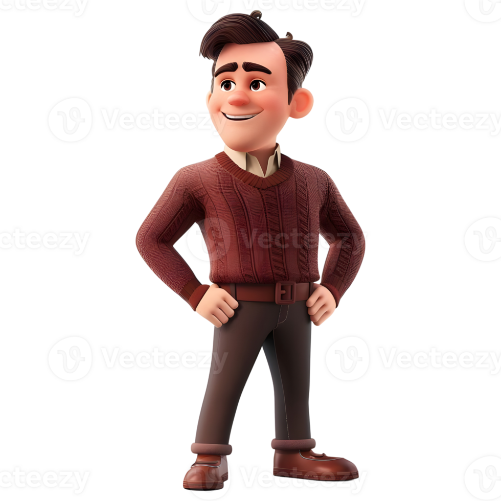 AI generated 3D Rendering of a Cartoon of Cute Young Boy Standing on Transparent Background - Ai Generated png