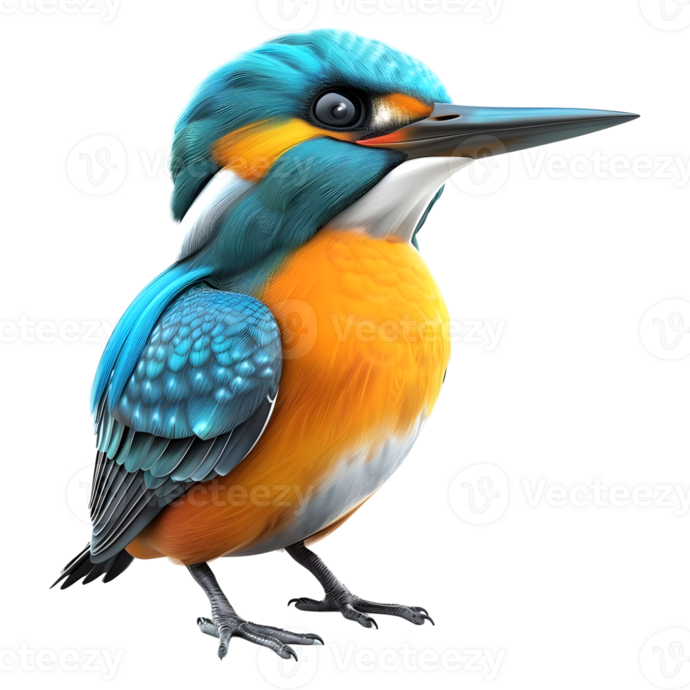 AI generated 3D Rendering of a Cartoon of River kingfishers on Transparent Background - Ai Generated png