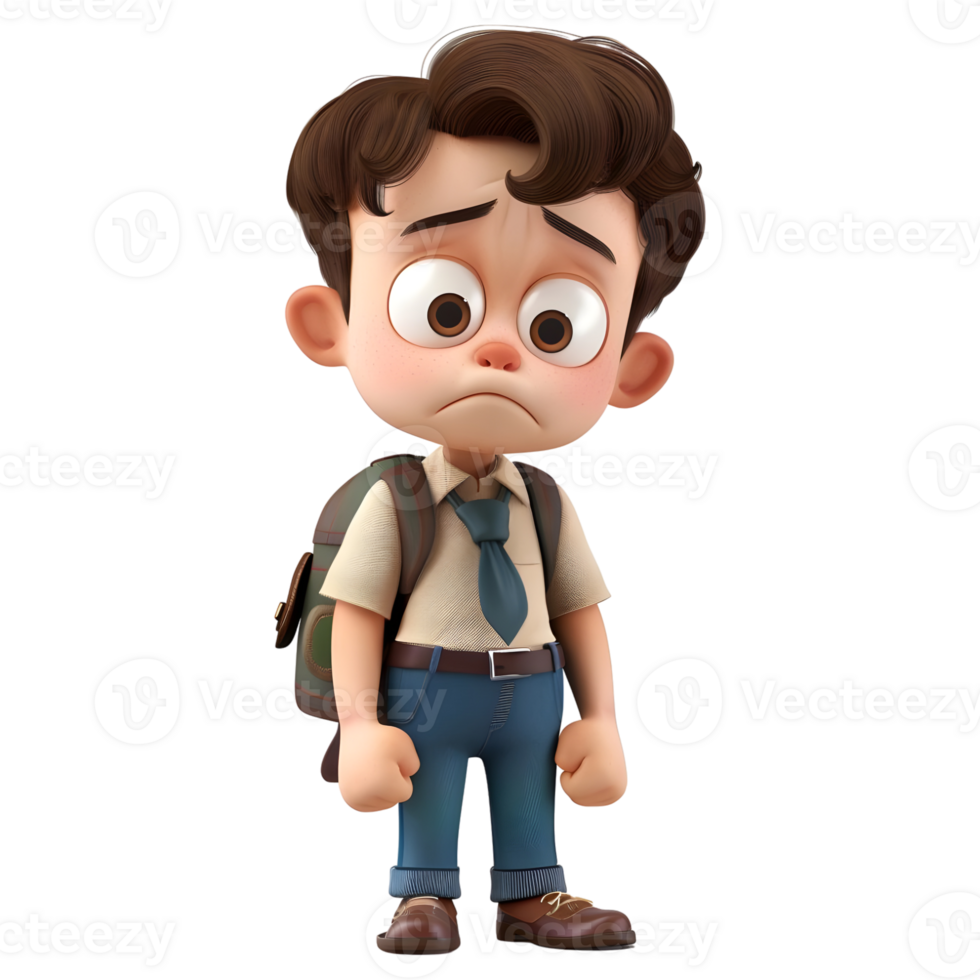 AI generated 3D Rendering of a Cartoon of Student Boy Wearing School Bag on Transparent Background - Ai Generated png