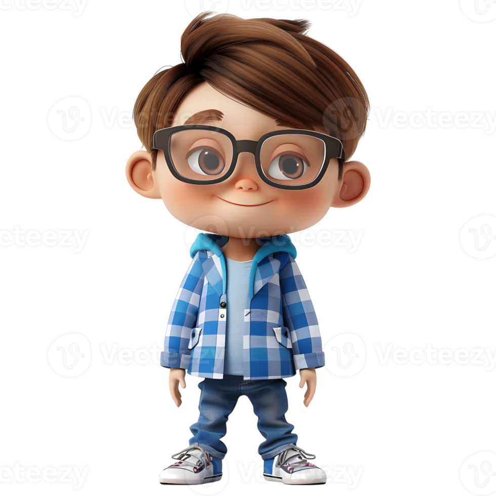 AI generated 3D Rendering of a Cartoon of Cute Young Boy Standing on Transparent Background - Ai Generated png