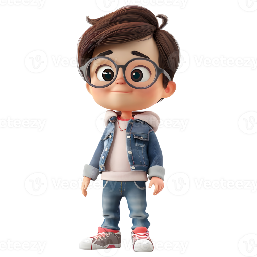 AI generated 3D Rendering of a Cartoon of Cute Young Boy Standing on Transparent Background - Ai Generated png