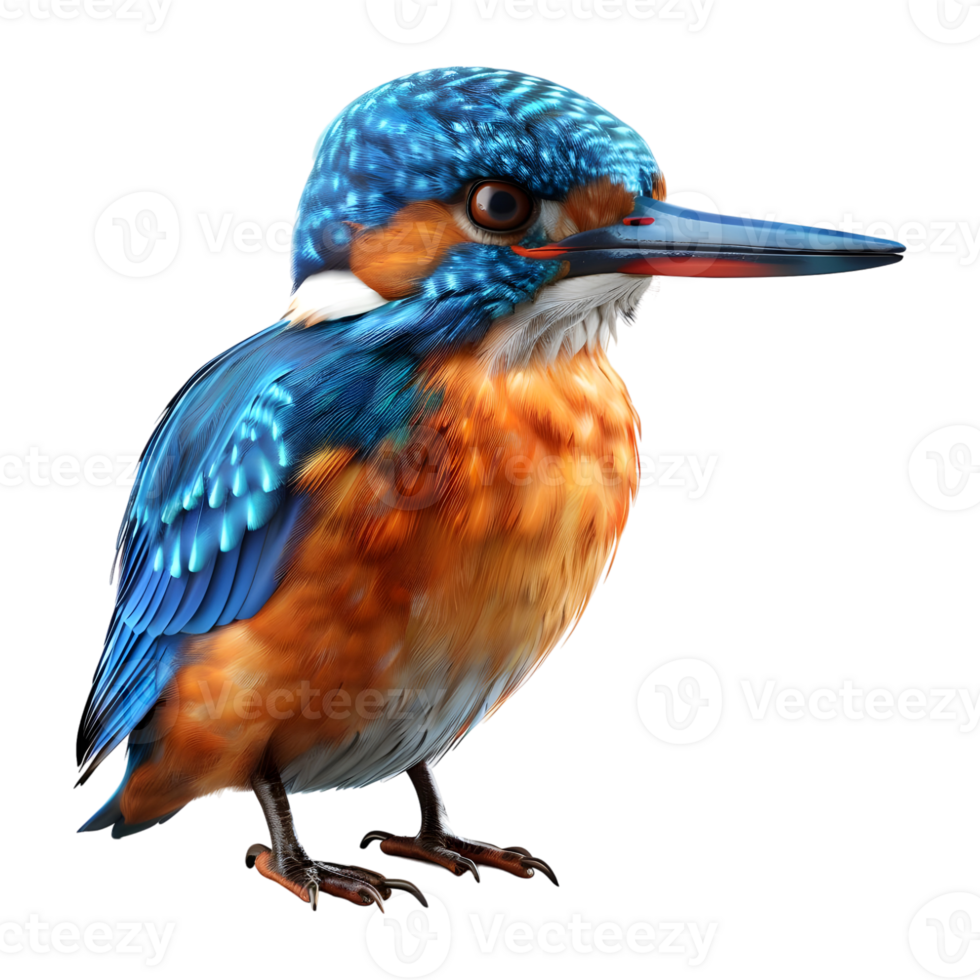 AI generated 3D Rendering of a Cartoon of River kingfishers on Transparent Background - Ai Generated png