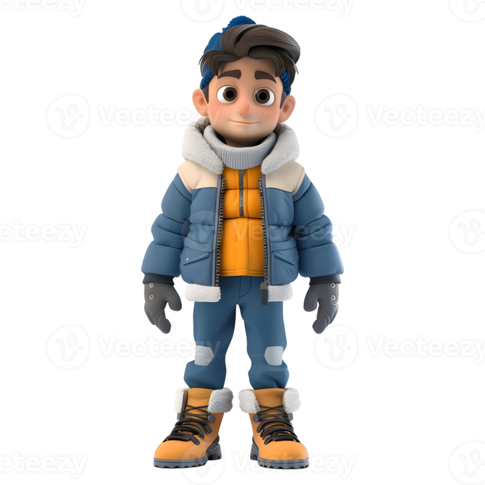 AI generated 3D Rendering of a Cartoon of Cute Young Boy Standing on Transparent Background - Ai Generated png