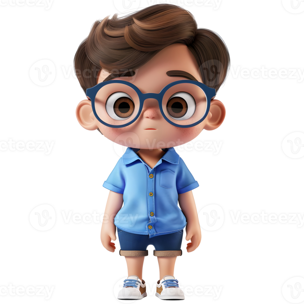 AI generated 3D Rendering of a Cartoon of Cute Young Boy Standing on Transparent Background - Ai Generated png
