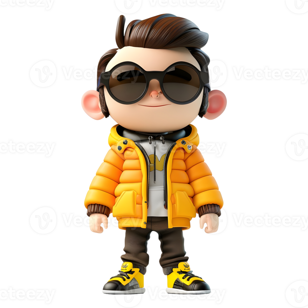 AI generated 3D Rendering of a Cartoon of Boy Wearing Black Glasses on Transparent Background - Ai Generated png