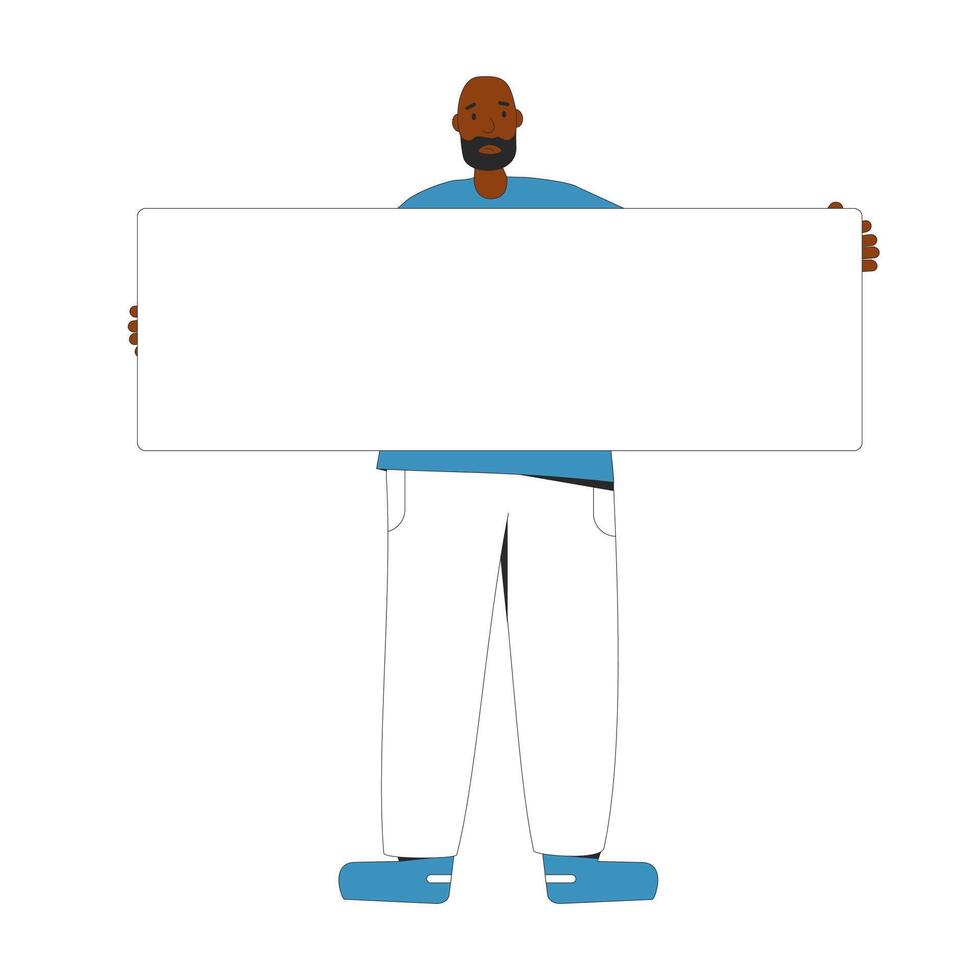 Man holding blank banner. vector