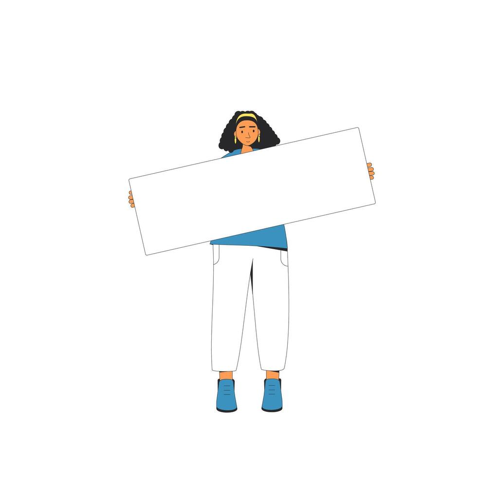 mujer participación blanco bandera. vector