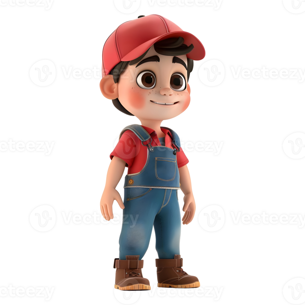 AI generated 3D Rendering of a Cartoon of Cute Boy Wearing Cap and Standing on Transparent Background - Ai Generated png