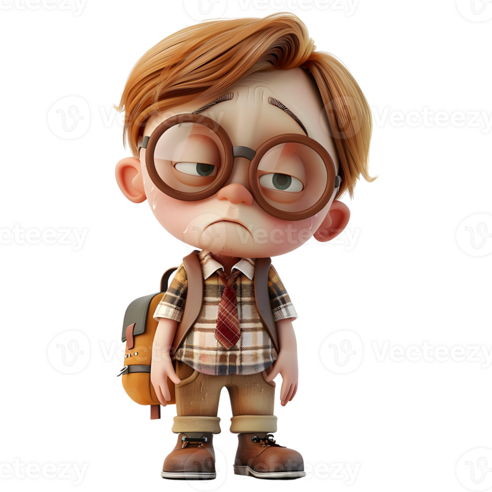AI generated 3D Rendering of a Cartoon of Student Boy Wearing School Bag on Transparent Background - Ai Generated png