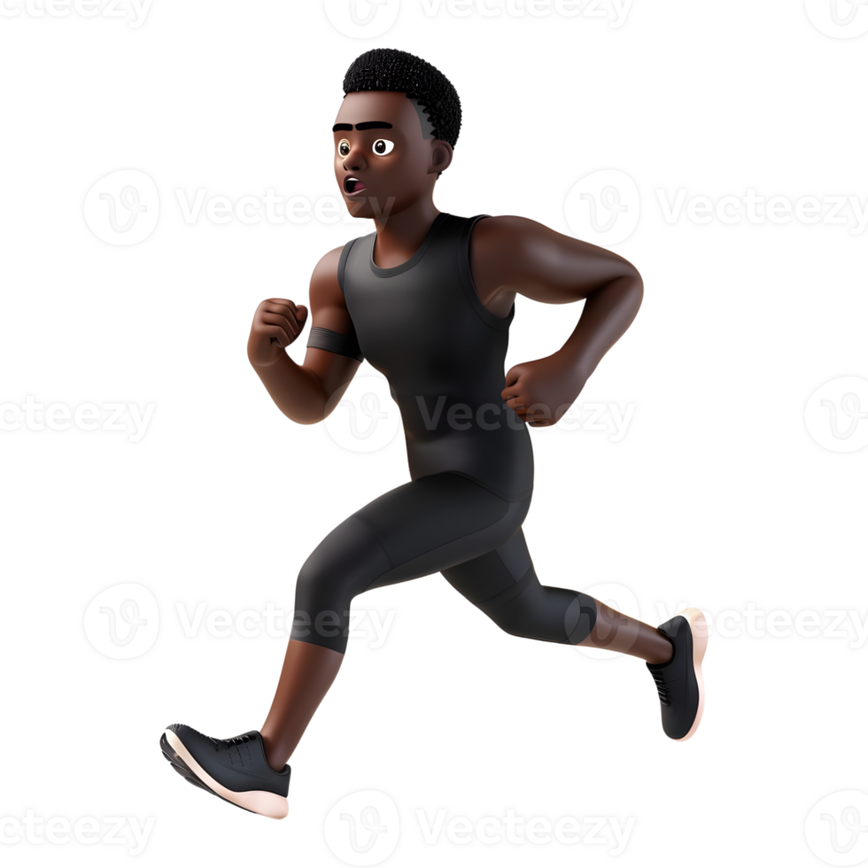 AI generated 3D Rendering of a Cartoon of Athlete Man Running Fast on Transparent Background - Ai Generated png