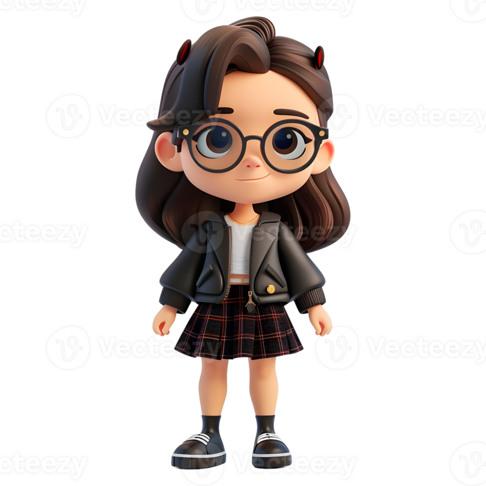 AI generated 3D Rendering of a Cartoon of Cute Young Girl Standing on Transparent Background - Ai Generated png