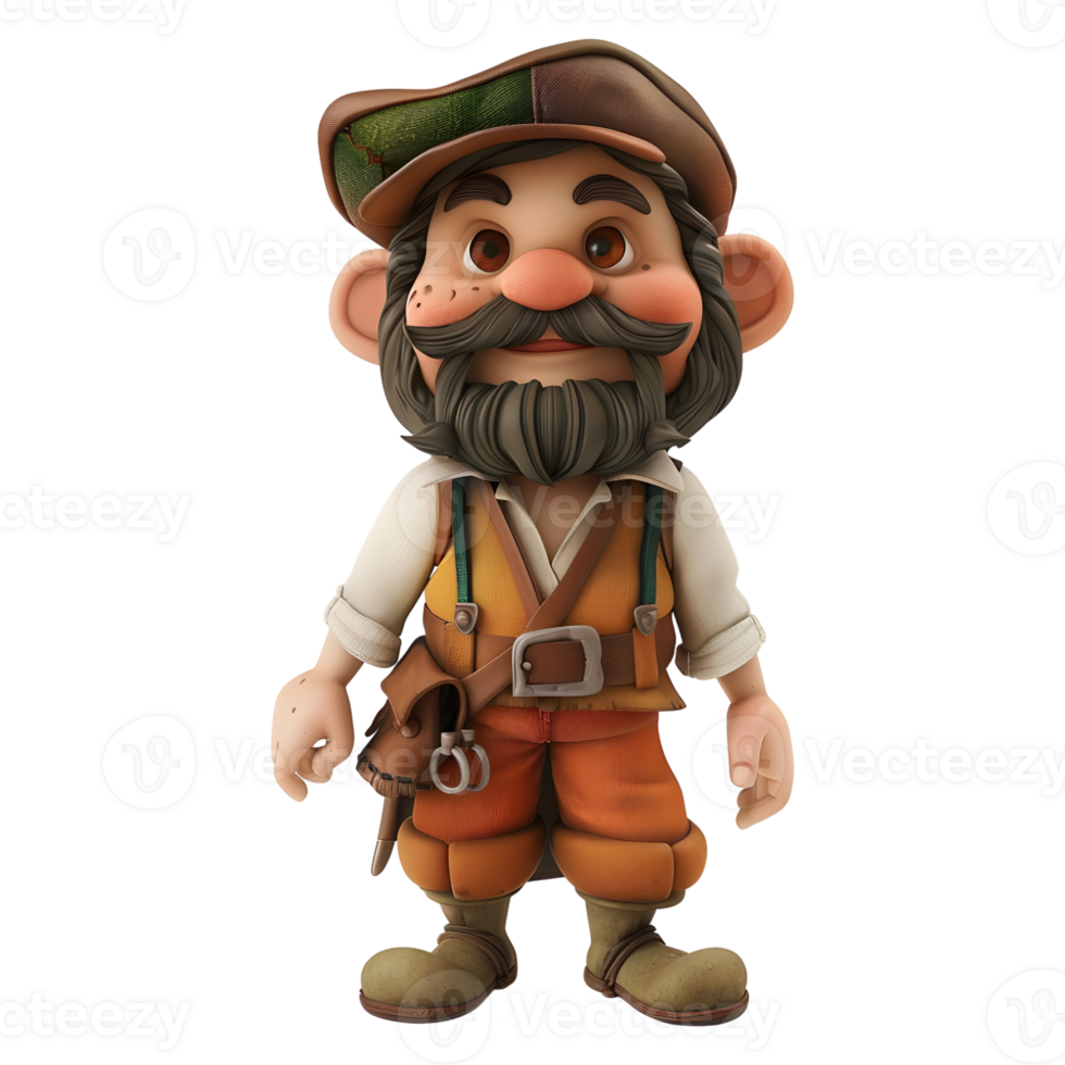 AI generated 3D Rendering of a Cartoon of Man Standing on Transparent Background - Ai Generated png