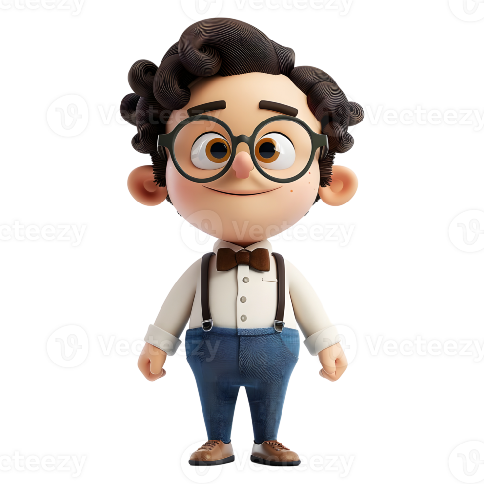 AI generated 3D Rendering of a Cartoon of Waiter Standing in Proper Dress on Transparent Background - Ai Generated png