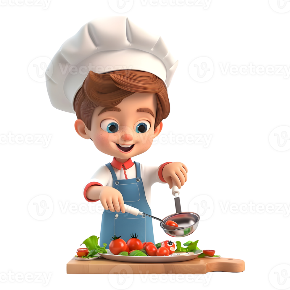 AI generated 3D Rendering of a Cartoon of Happy Chef Cooking on Transparent Background - Ai Generated png