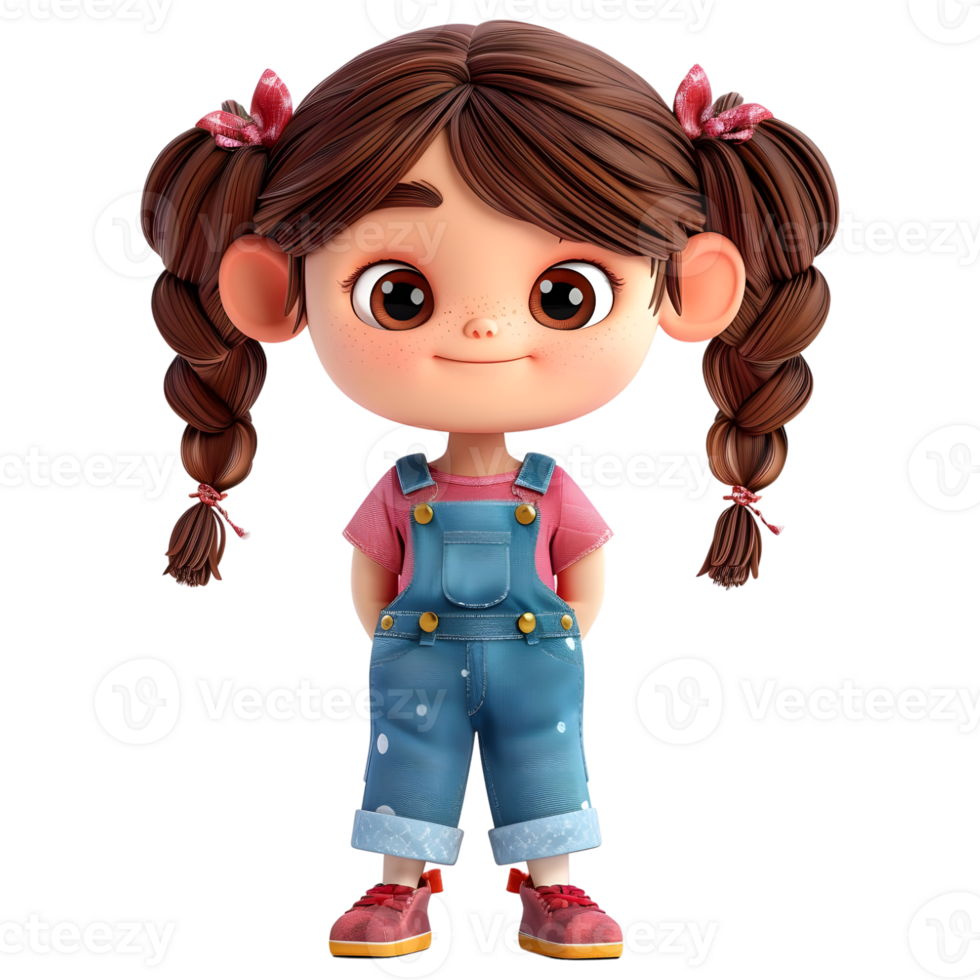 AI generated 3D Rendering of a Cartoon of Cute Young Girl Standing on Transparent Background - Ai Generated png