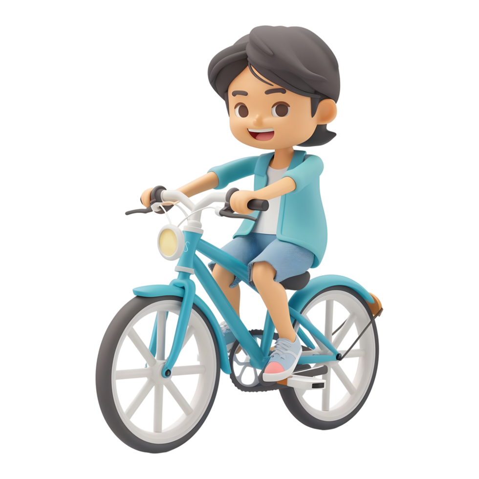 AI generated 3D Rendering of a Cartoon of Girl on Bicycle on Transparent Background - Ai Generated png