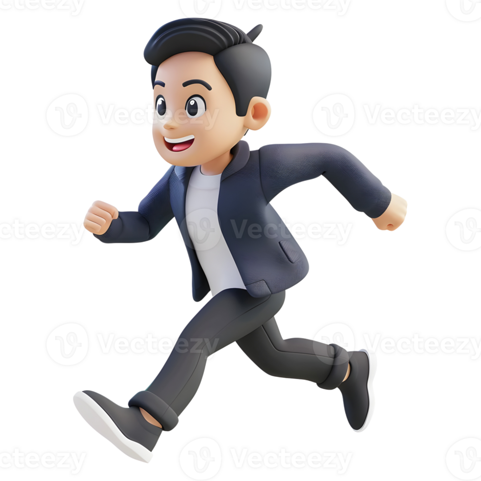 AI generated 3D Rendering of a Cartoon of Athlete Boy Running on Transparent Background - Ai Generated png