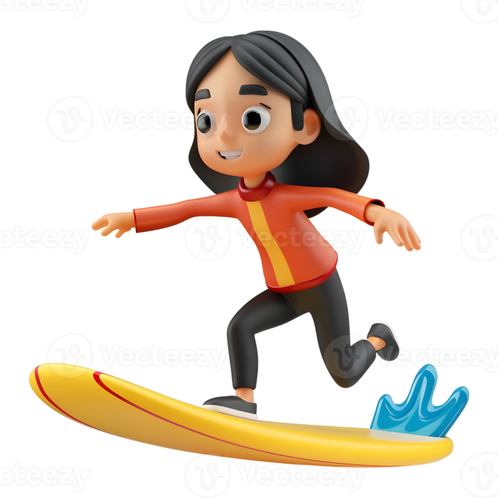 AI generated 3D Rendering of a Cartoon of Girl Skating on Water on Transparent Background - Ai Generated png
