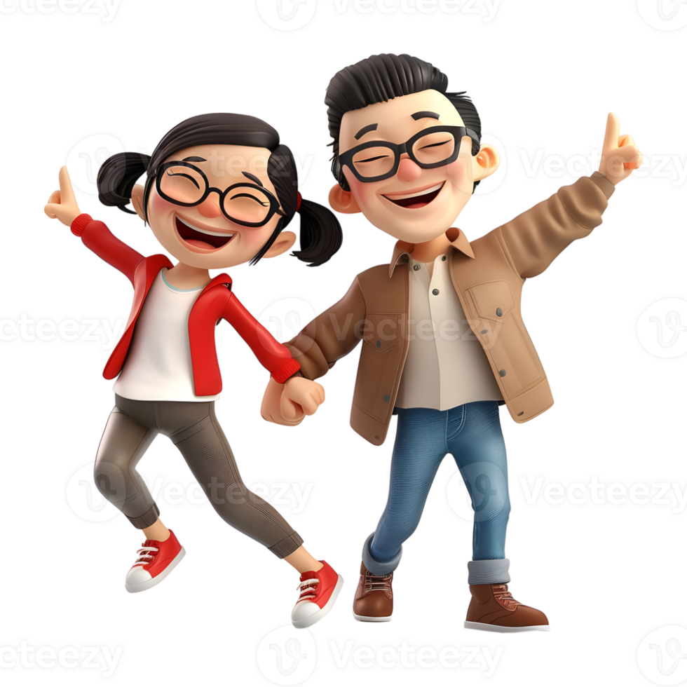 AI generated 3D Rendering of a Cartoon of Happy Couple on Transparent Background - Ai Generated png