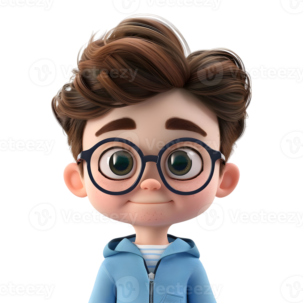 AI generated 3D Rendering of a Cartoon of Boy Standing Alone on Transparent Background - Ai Generated png