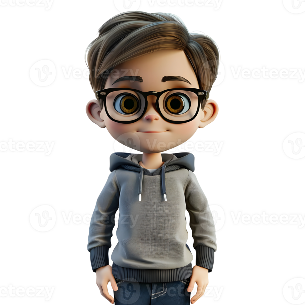 AI generated 3D Rendering of a Cartoon of Boy Standing Alone on Transparent Background - Ai Generated png