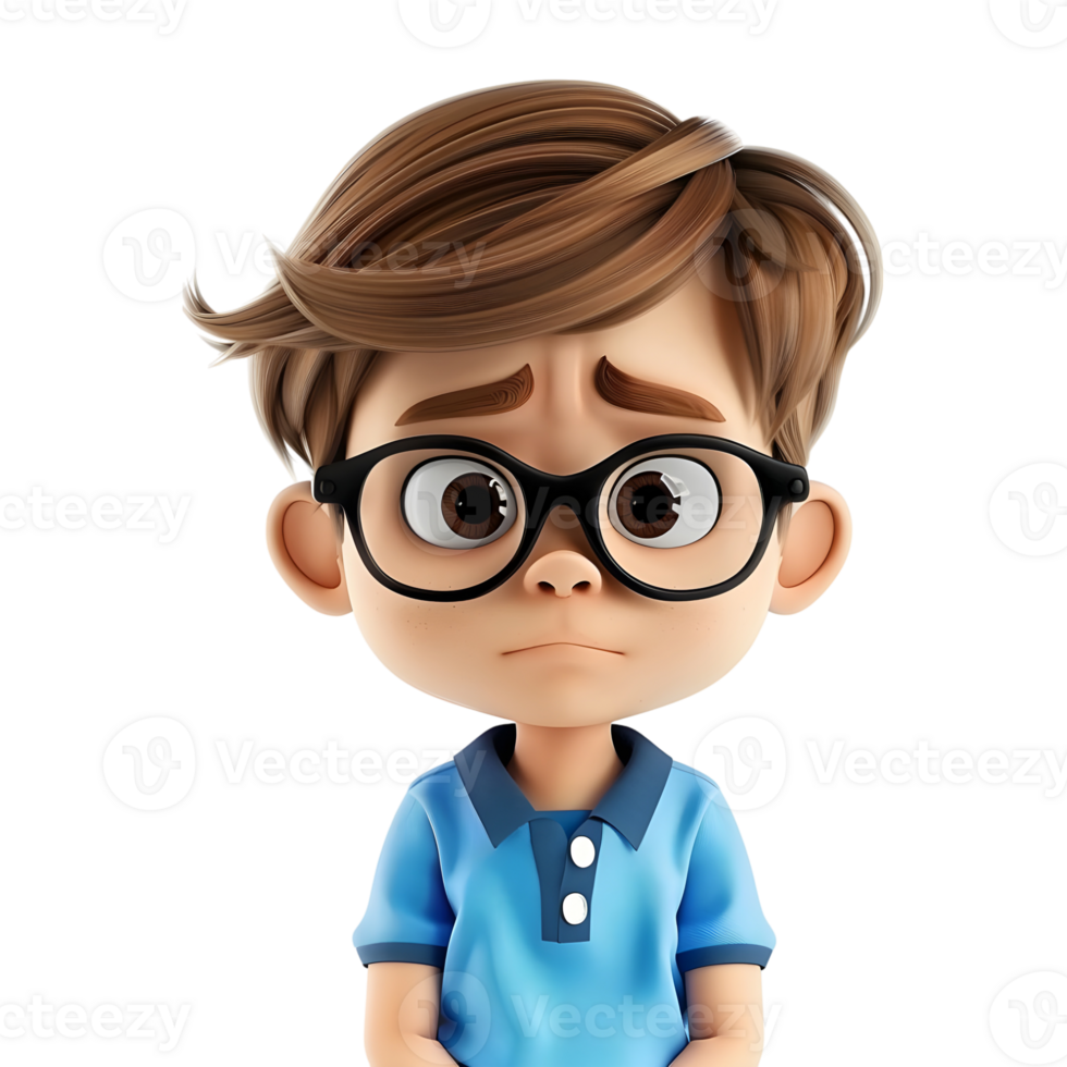 AI generated 3D Rendering of a Cartoon of Boy Standing Alone on Transparent Background - Ai Generated png