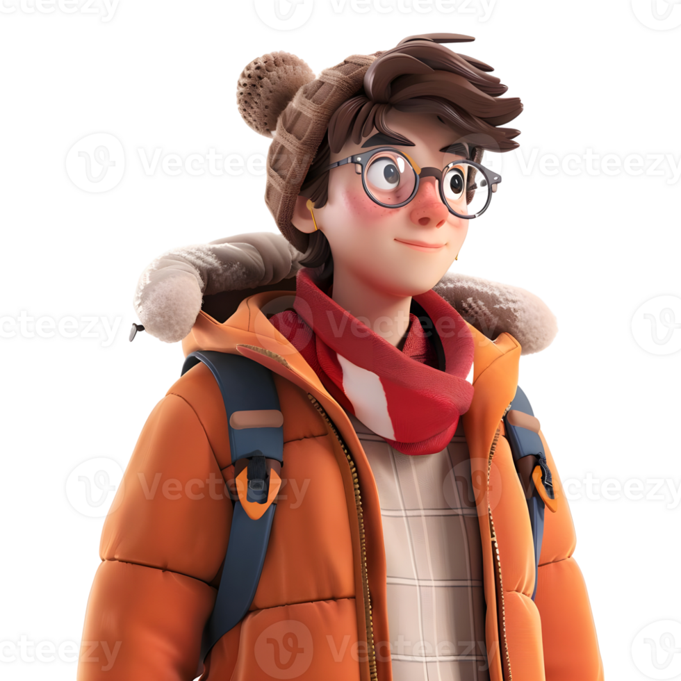 AI generated 3D Rendering of a Cartoon of Boy Standing Alone on Transparent Background - Ai Generated png