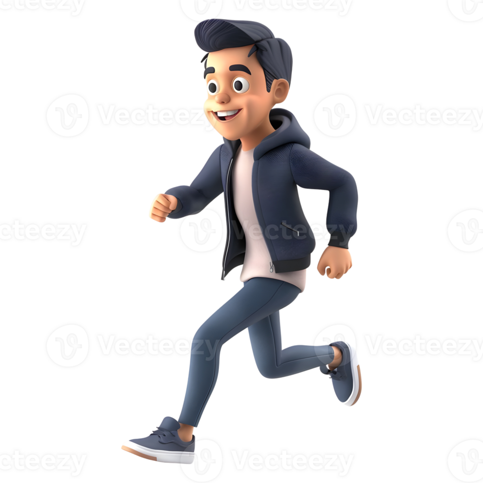 AI generated 3D Rendering of a Cartoon of Athlete Boy Running on Transparent Background - Ai Generated png