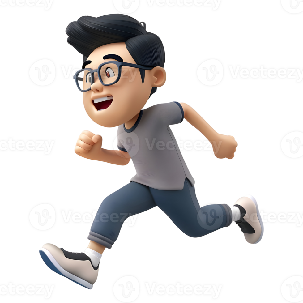 AI generated 3D Rendering of a Cartoon of Athlete Boy Running on Transparent Background - Ai Generated png
