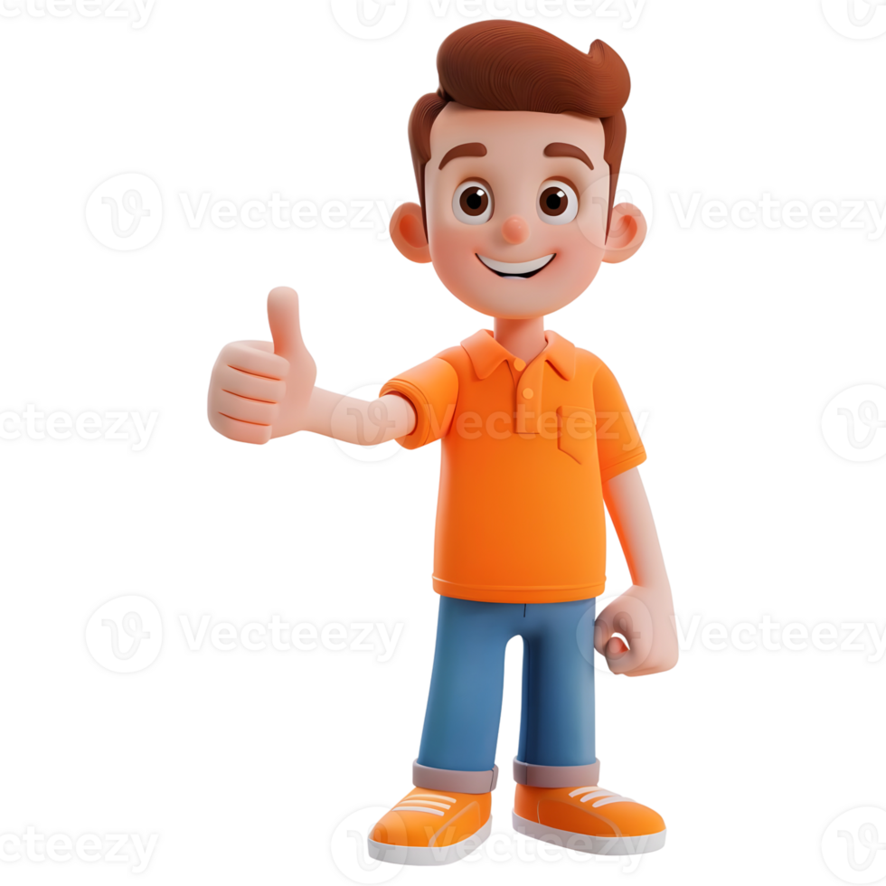 AI generated 3D Rendering of a Cartoon of Boy With Thumbs up on Transparent Background - Ai Generated png