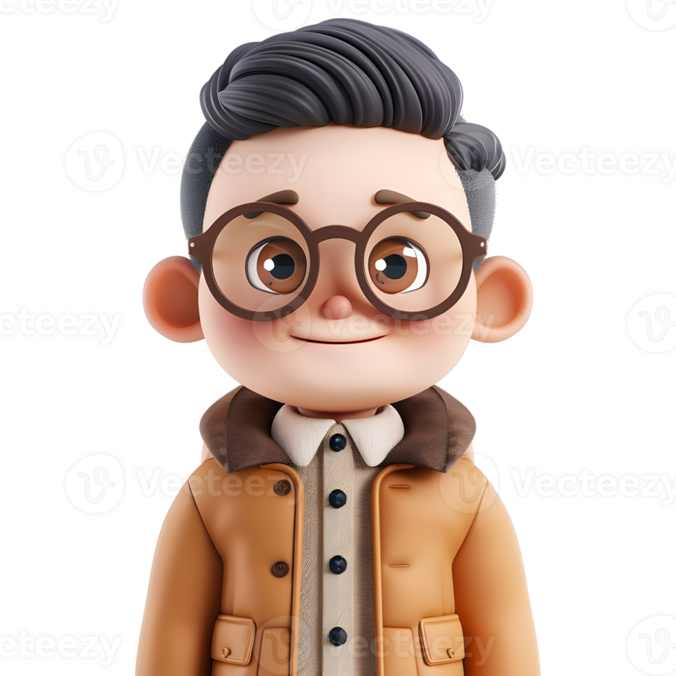 AI generated 3D Rendering of a Cartoon of Boy Standing Alone on Transparent Background - Ai Generated png
