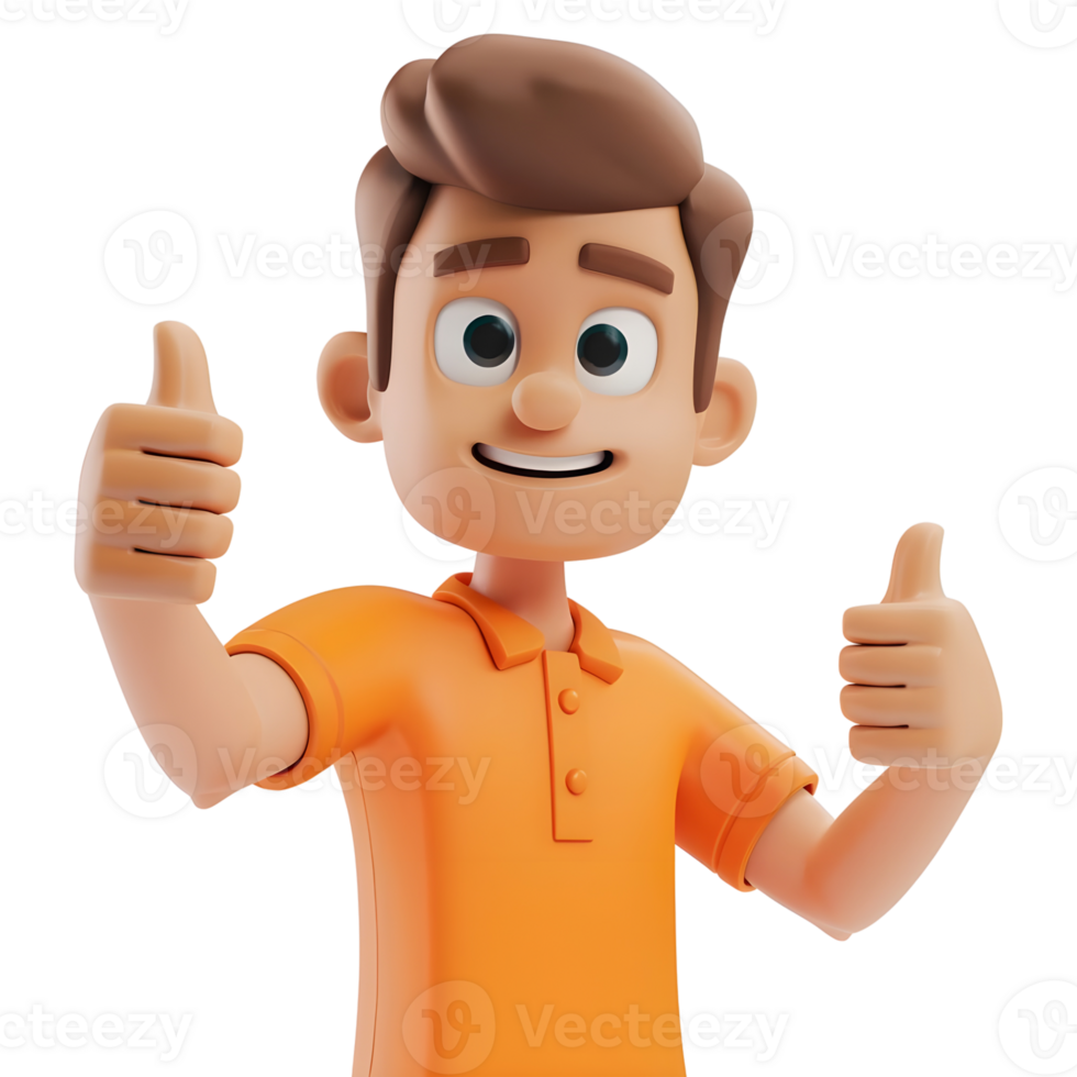 AI generated 3D Rendering of a Cartoon of Boy With Thumbs up on Transparent Background - Ai Generated png