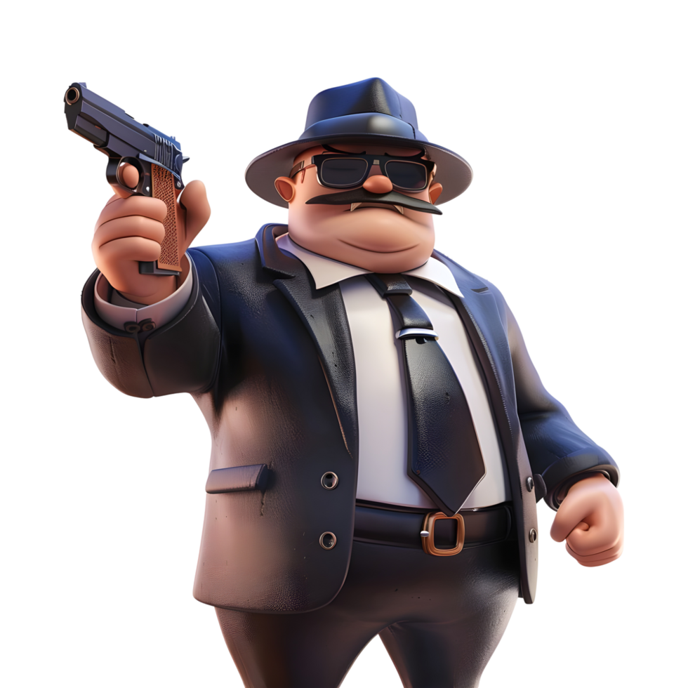 AI generated 3D Rendering of a Cartoon of Man Having Guns in Hand on Transparent Background - Ai Generated png