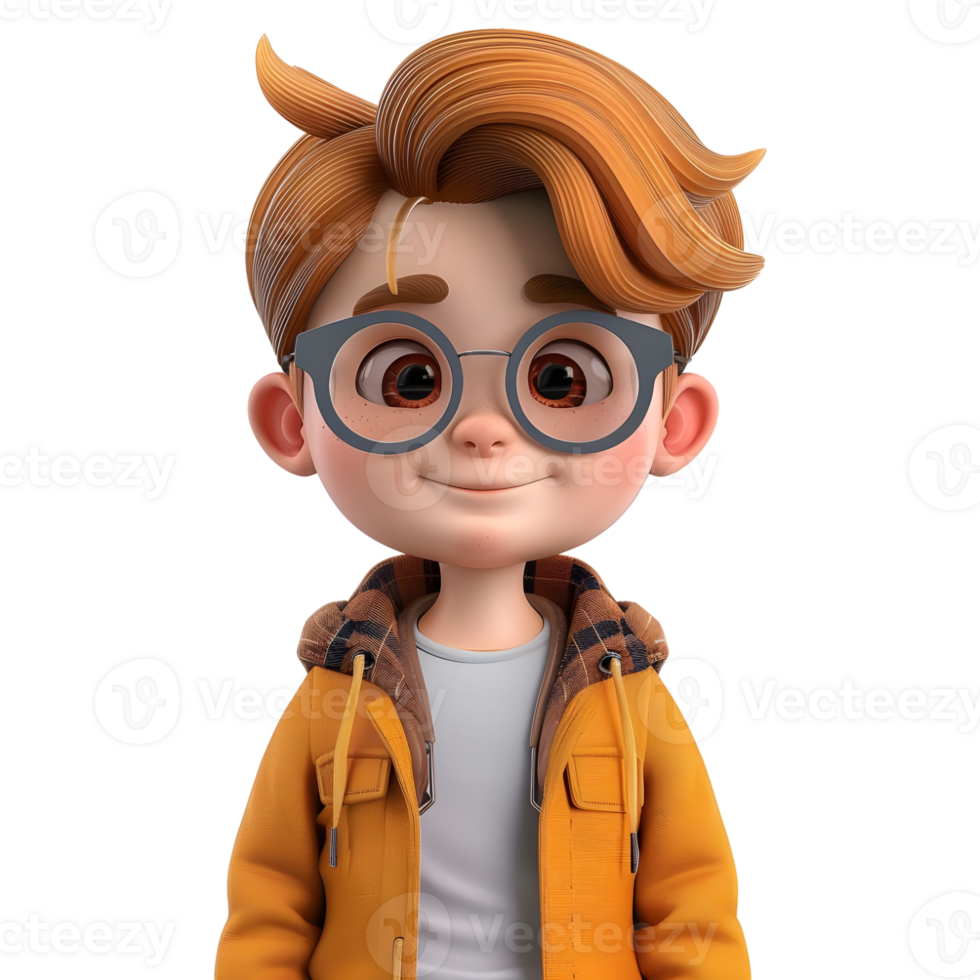AI generated 3D Rendering of a Cartoon of Boy Standing Alone on Transparent Background - Ai Generated png