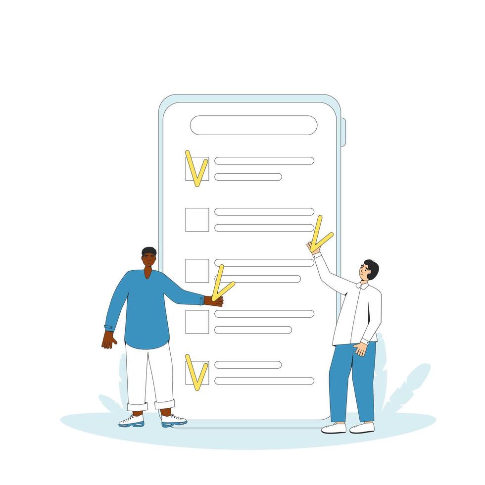 Survey on phone. Online test. vector