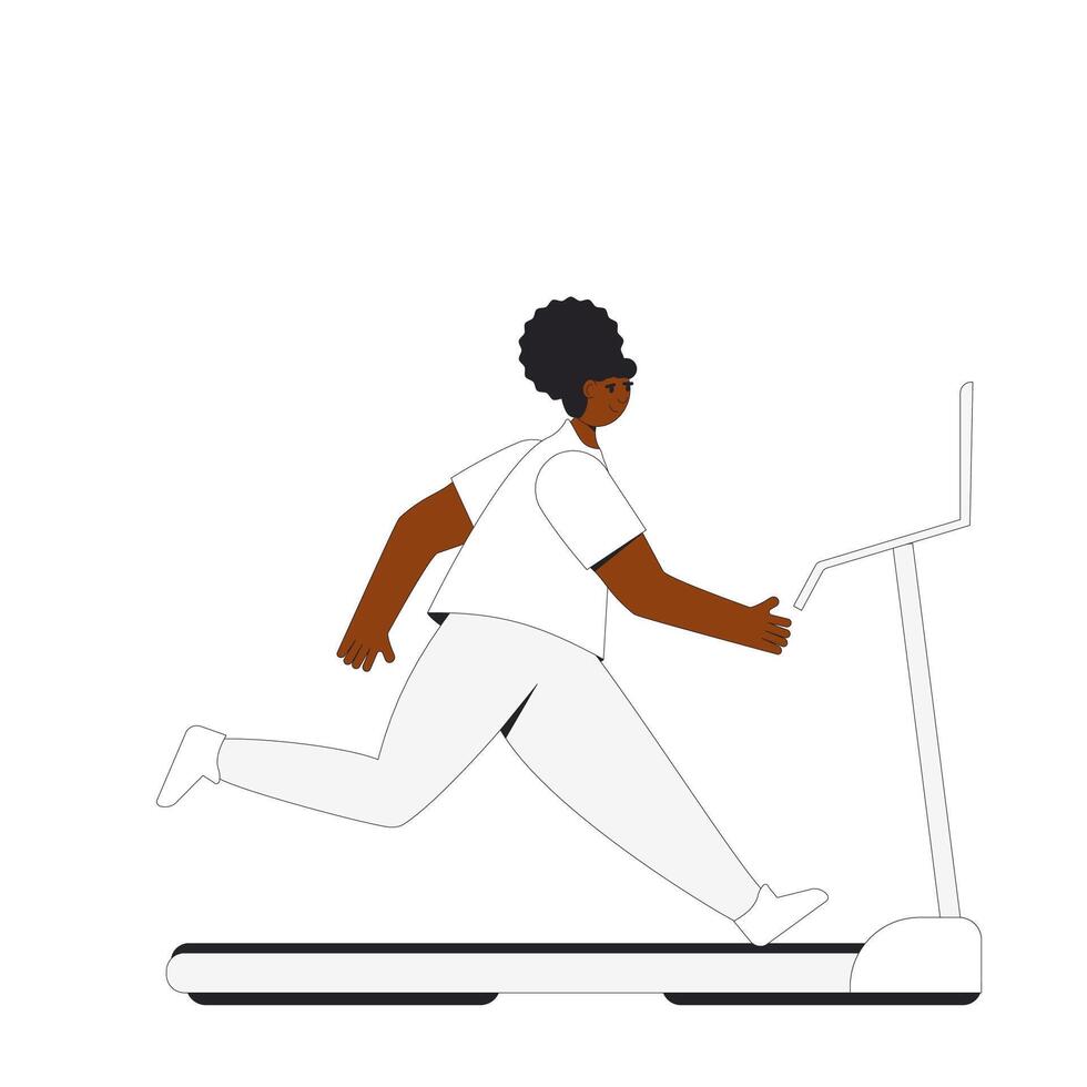 Runner on treadmill. Jogger. Young woman wearing in sports clothses. vector