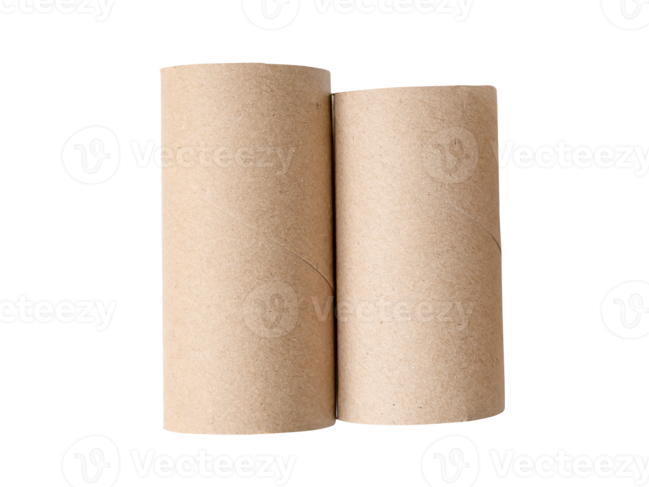 Front view of tissue paper cores isolated with clipping path in png file format
