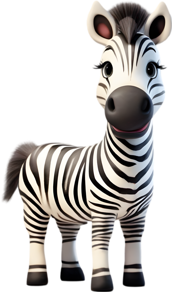 AI generated Watercolor drawing of a cute Zebra in cartoon style. png