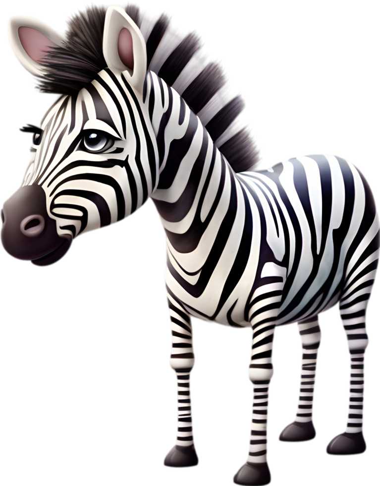 AI generated Watercolor drawing of a cute Zebra in cartoon style. png