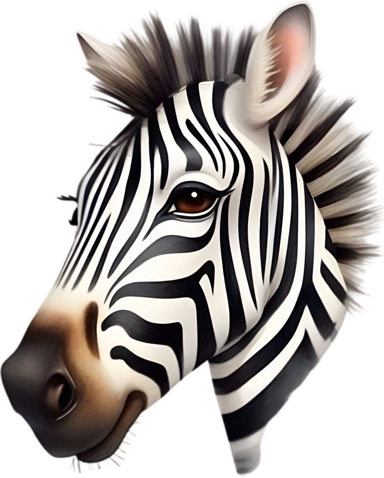 AI generated Watercolor drawing of a cute Zebra in cartoon style. png