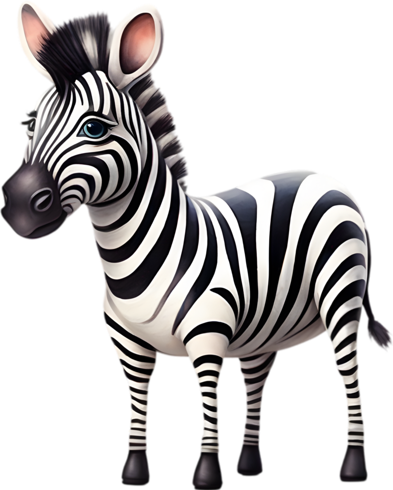 AI generated Watercolor drawing of a cute Zebra in cartoon style. png