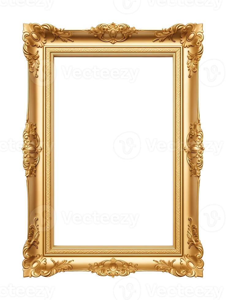 AI generated Picture frame gold luxury, Clipping path photo