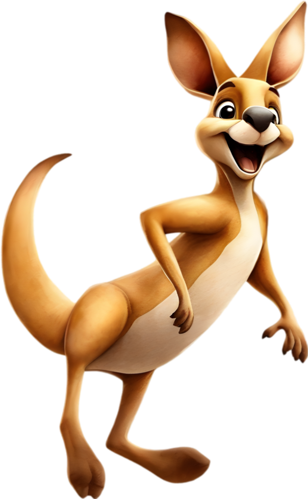 AI generated Watercolor drawing of a cute kangaroo in cartoon style. png