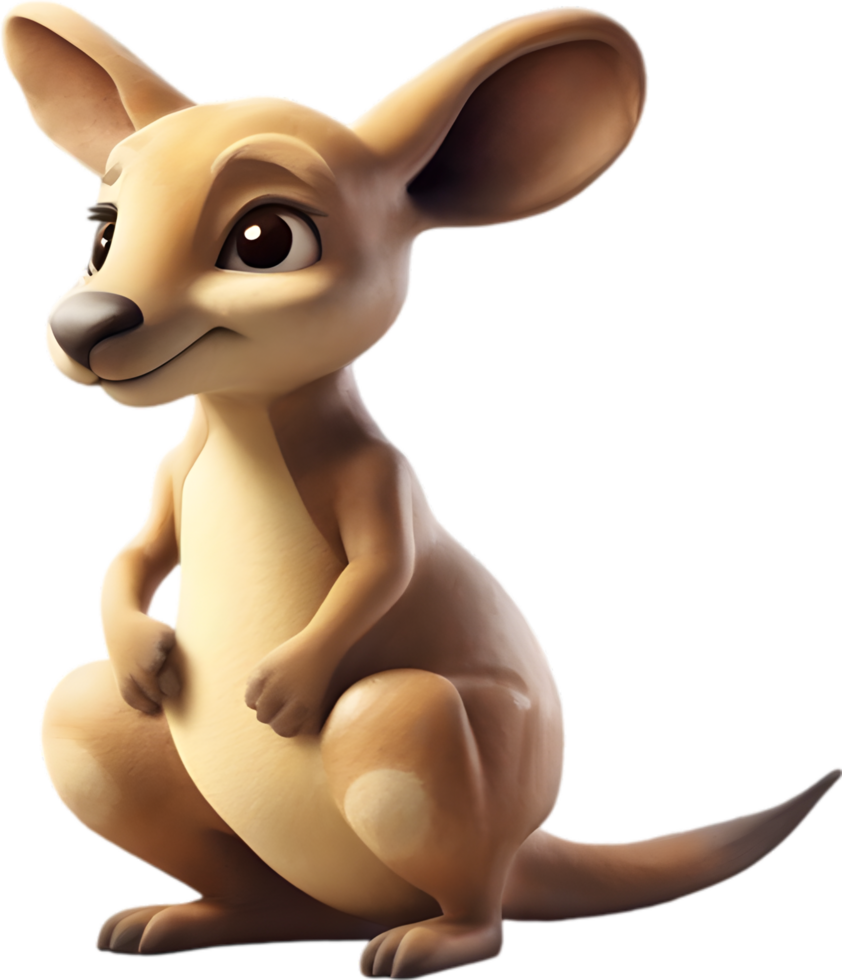 AI generated Watercolor drawing of a cute kangaroo in cartoon style. png