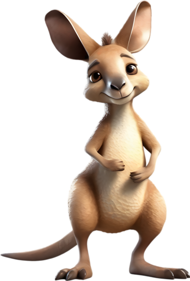 AI generated Watercolor drawing of a cute kangaroo in cartoon style. png