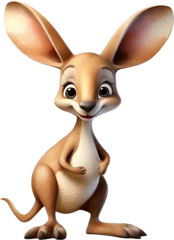 AI generated Watercolor drawing of a cute kangaroo in cartoon style. png