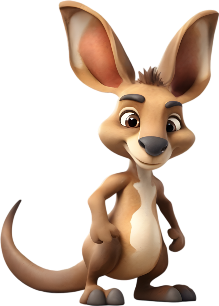 AI generated Watercolor drawing of a cute kangaroo in cartoon style. png
