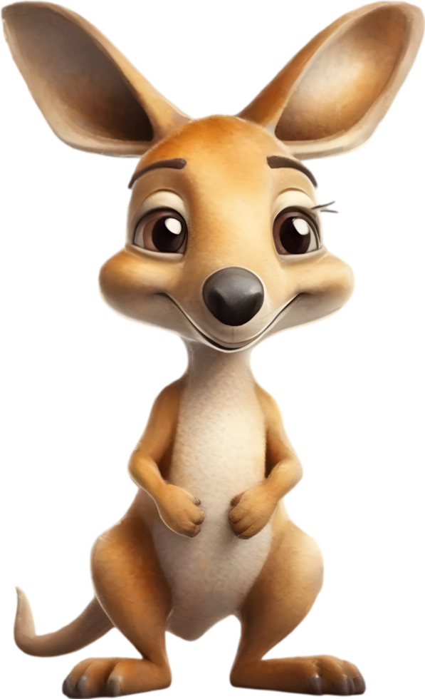 AI generated Watercolor drawing of a cute kangaroo in cartoon style. png